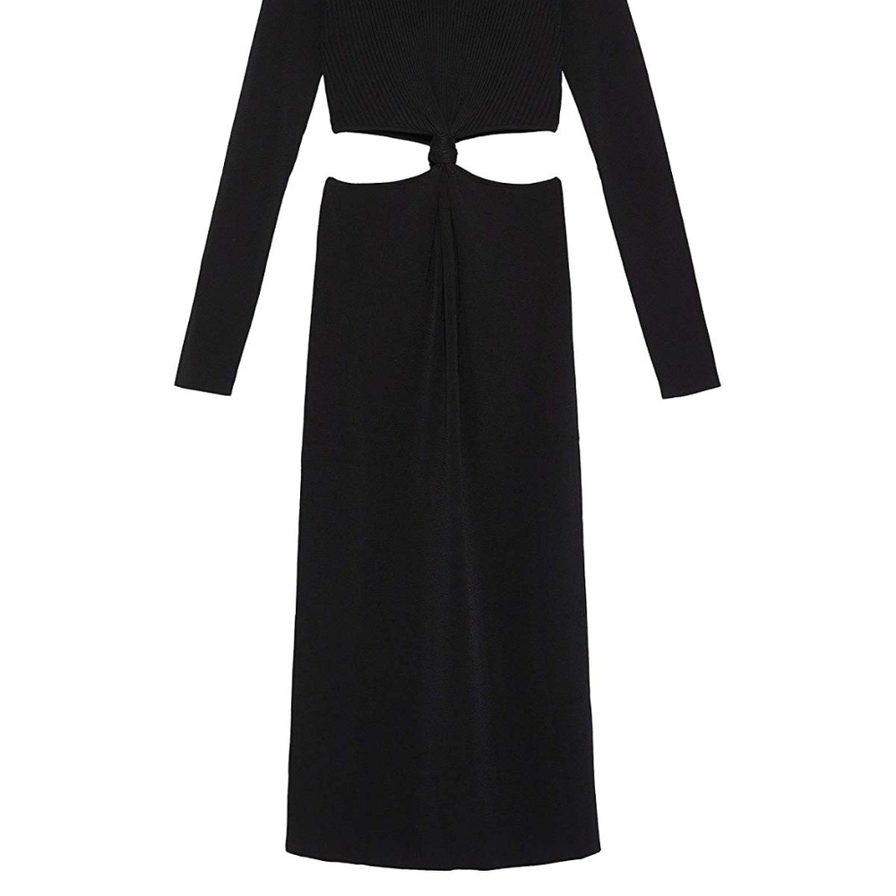 ZARA BLACK CUT OUT KNIT BANDAGE MIDI MAXI DRESS_9